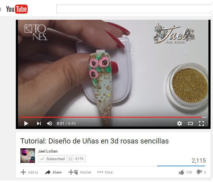 Tones Nail Art Tutorial - Roses by Jael LoSan - (Spanish) - Tones