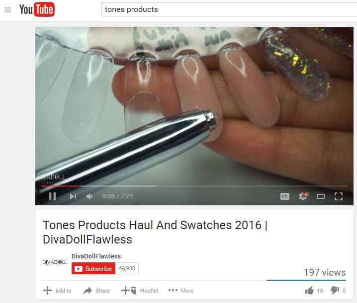 Tones Review by DivaDollFlawless: Acrylic Monomer, #8 Brush, Ultrabond Primer, Angel Wings, Cover Almond, Pink & Glass - Tones