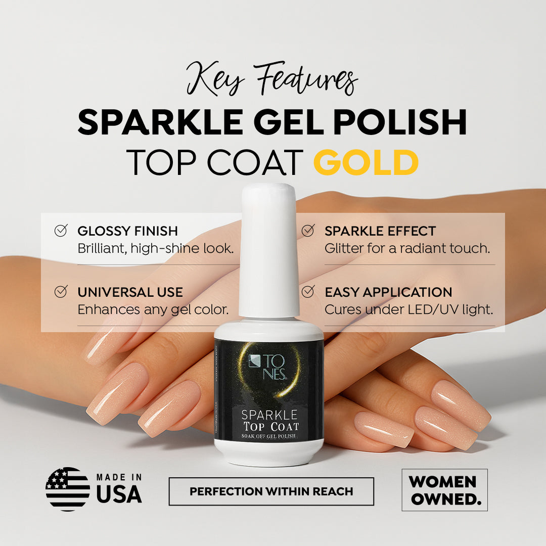 Sparkle Gel Polish Top Coat - Gold - 16 ml / 0.56 fl oz