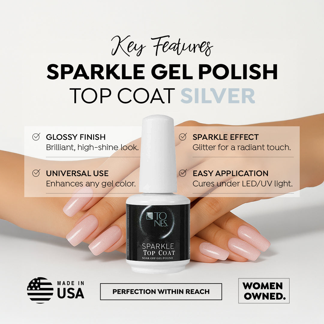 Sparkle Gel Polish Top Coat - Silver 0.56 fl oz / 16 mL