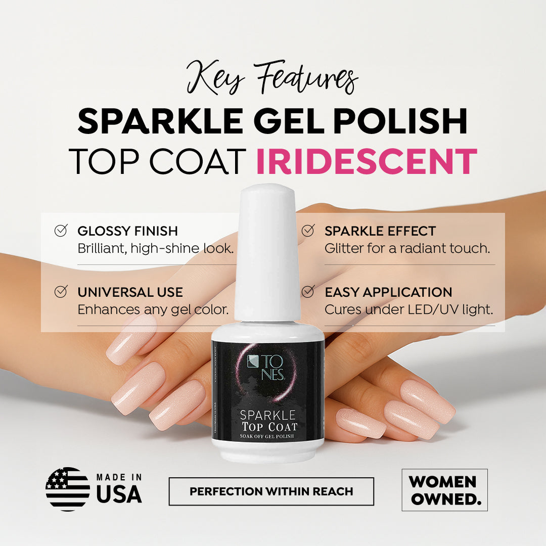 Sparkle Gel Polish Top Coat - Iridescent - 0.56 fl oz / 16 mL