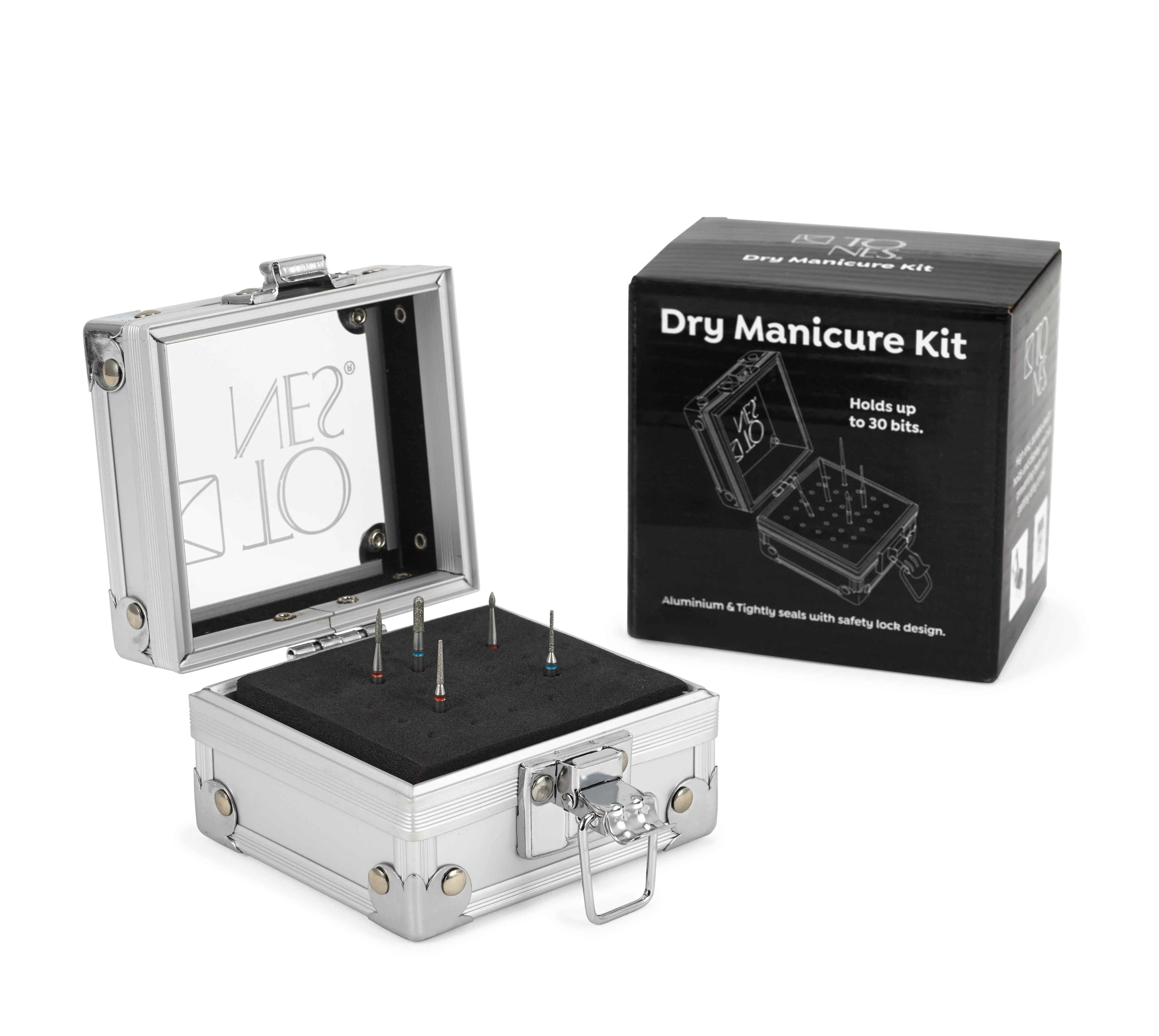 Dry Manicure Kit with Premium Drill Bit Case and 5 Drill Bits 