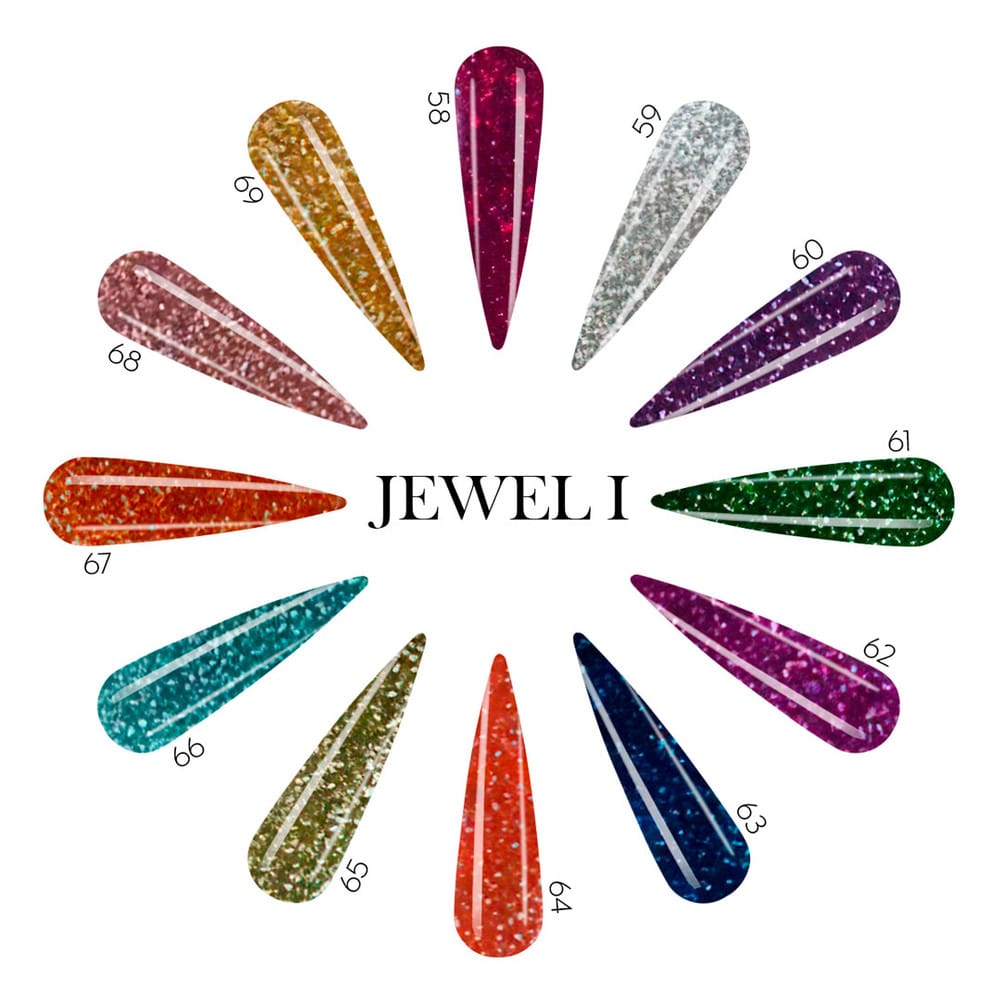 Acrylic Art Powder - Encapsulated Collection: Jewel I (12 x 0.25 oz) — Detail View | Tones Professional Nail Products