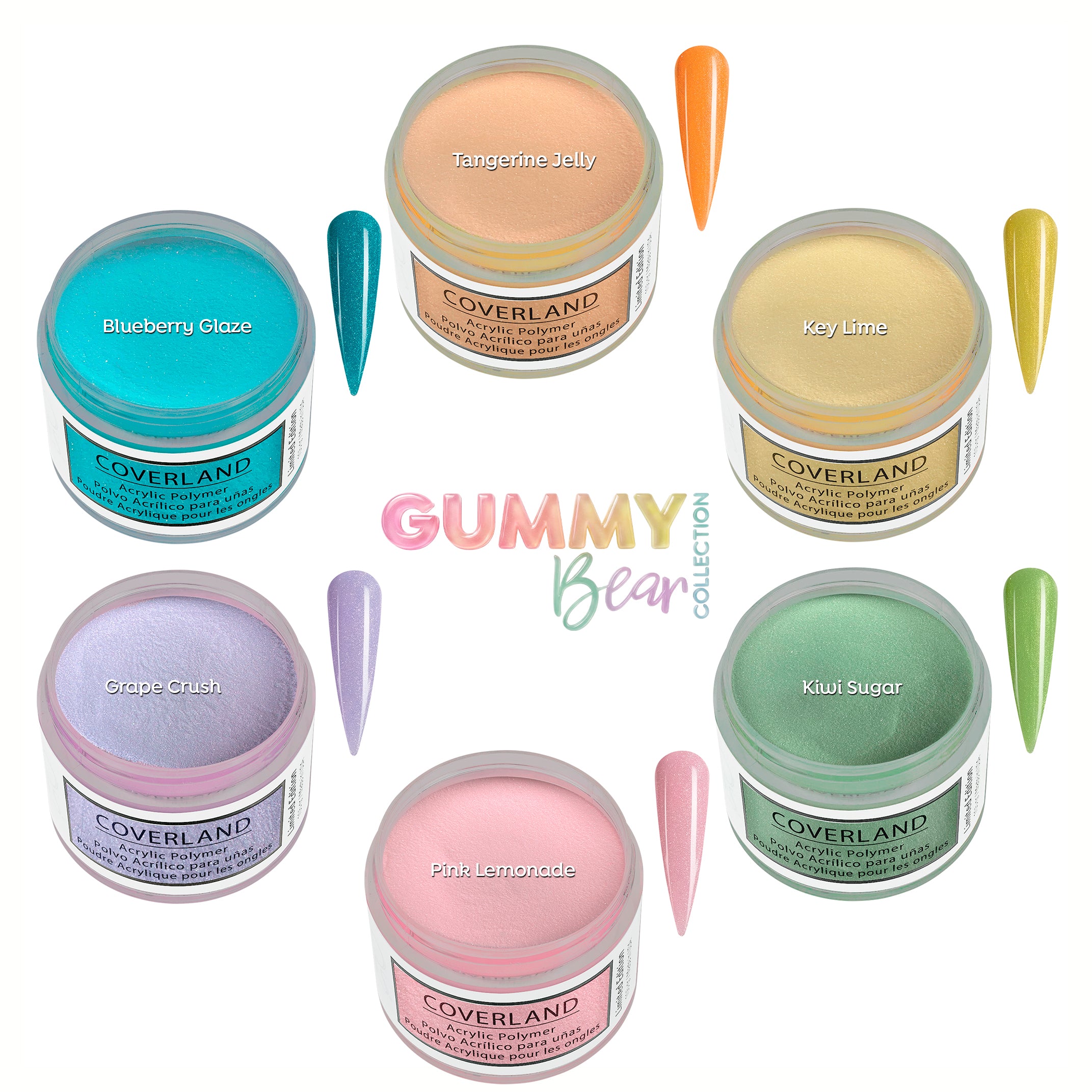 Coverland Acrylic Powder Collection (1.5 oz x 6) "Gummy Bears" — Tones Professional Nail Products