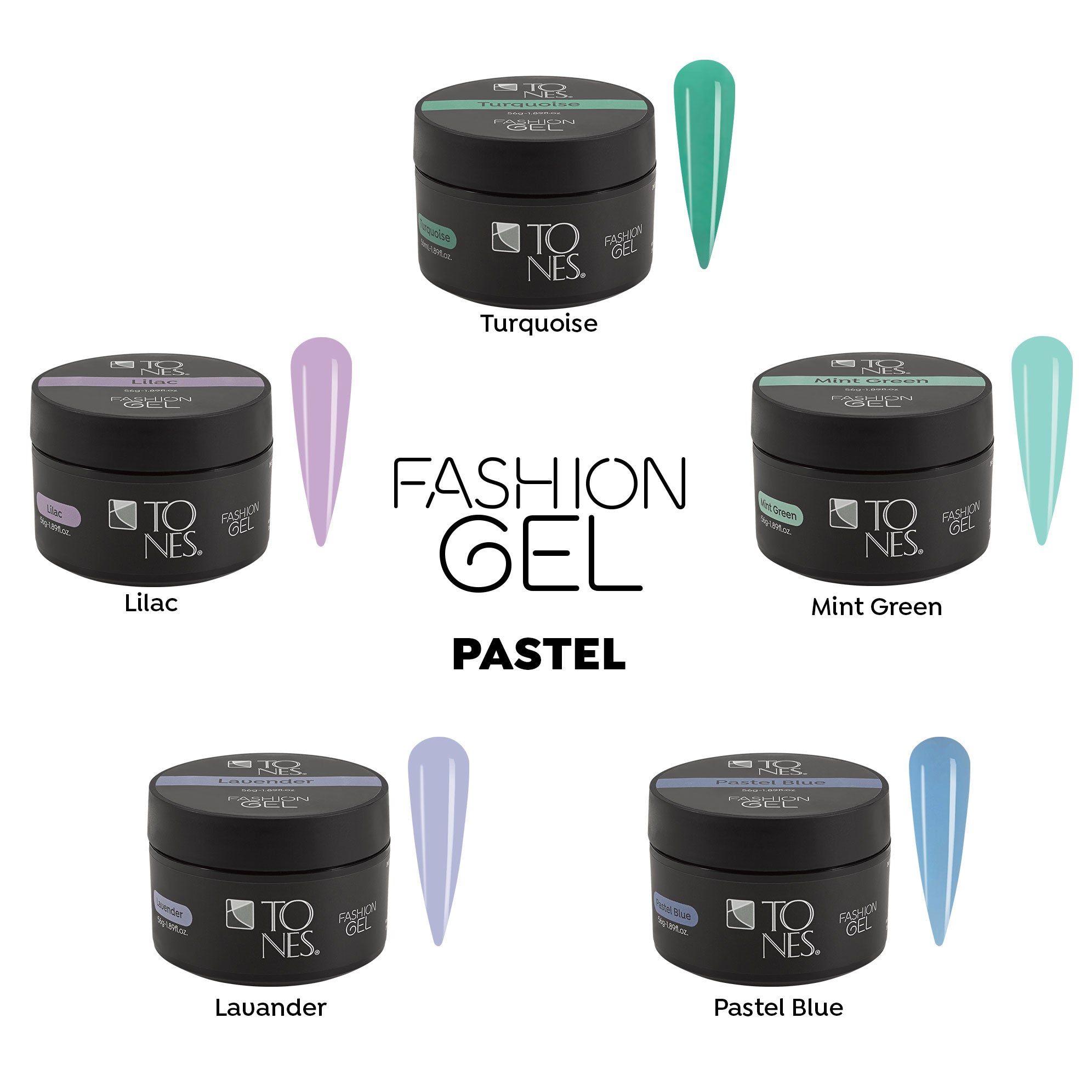 Fashion Gel: Pastel Collection (5 x 1.89 fl oz / 56 mL) — Tones Professional