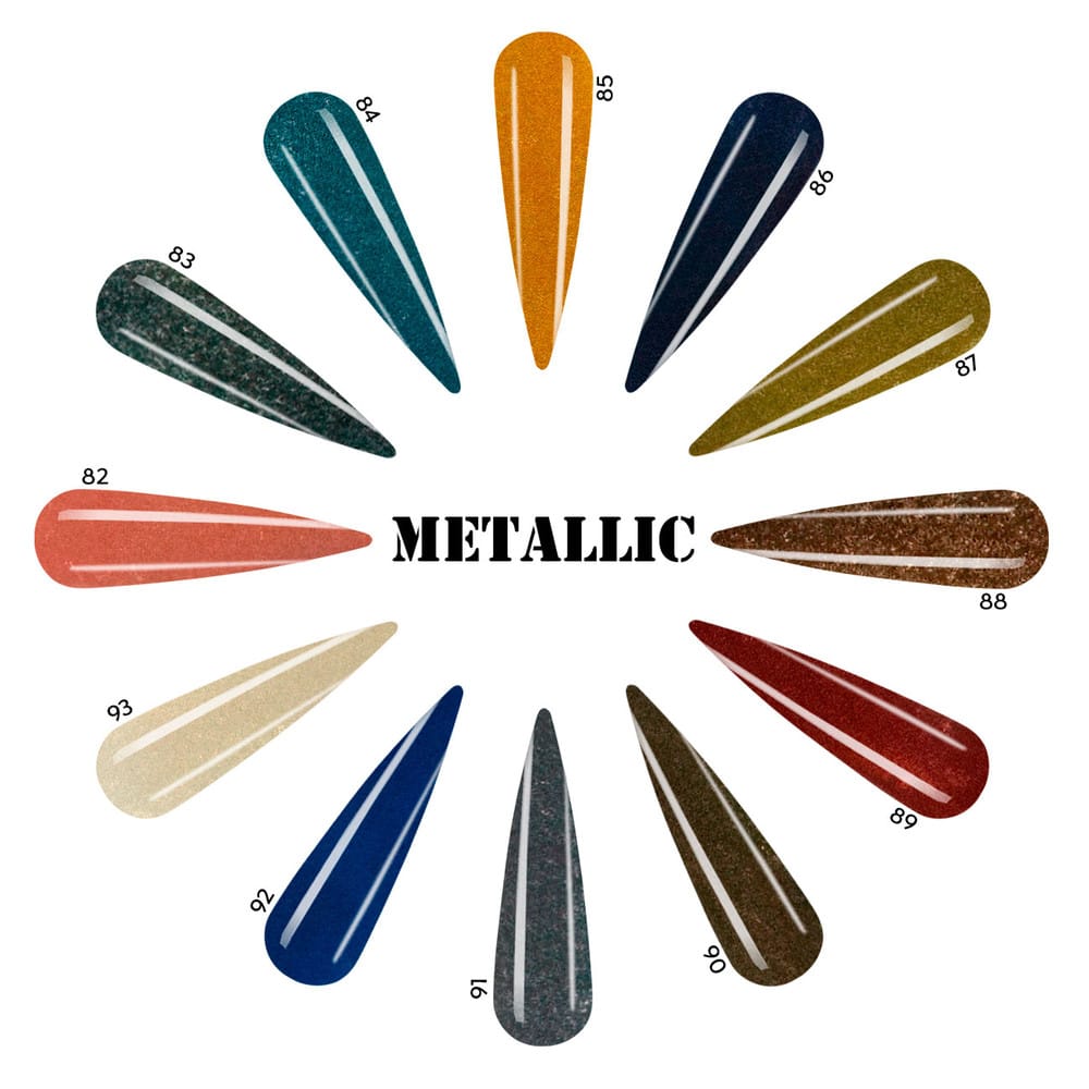 Acrylic Art Powder - 3D Collection: Metallic (12 x 0.25 oz) — Detail View | Tones Professional Nail Products