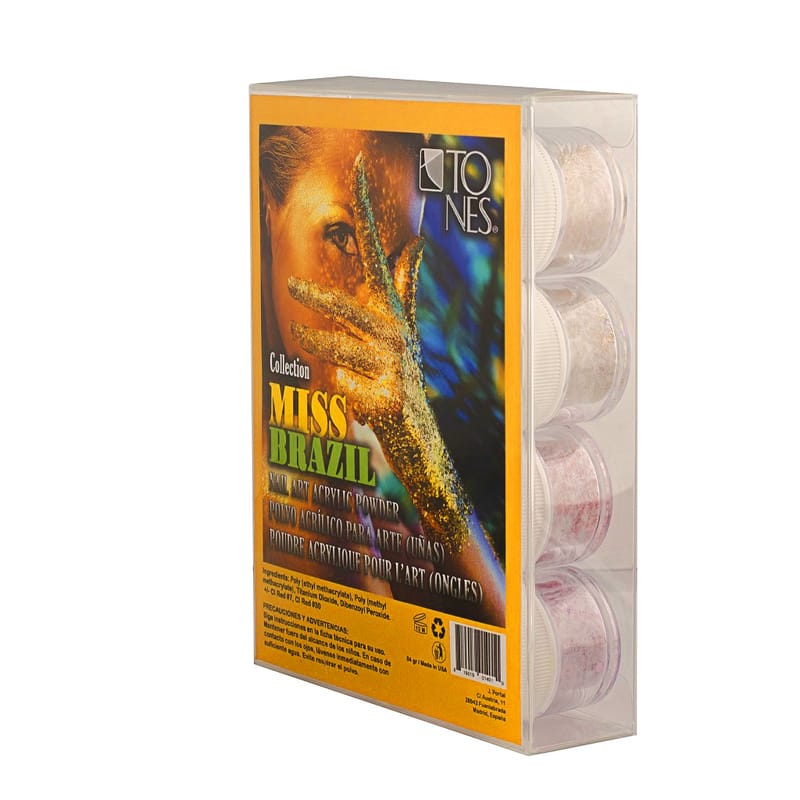 Acrylic Art Powder - Encapsulated Collection: Miss Brazil (12 x 0.25 oz) | Professional Nail Products by Tones