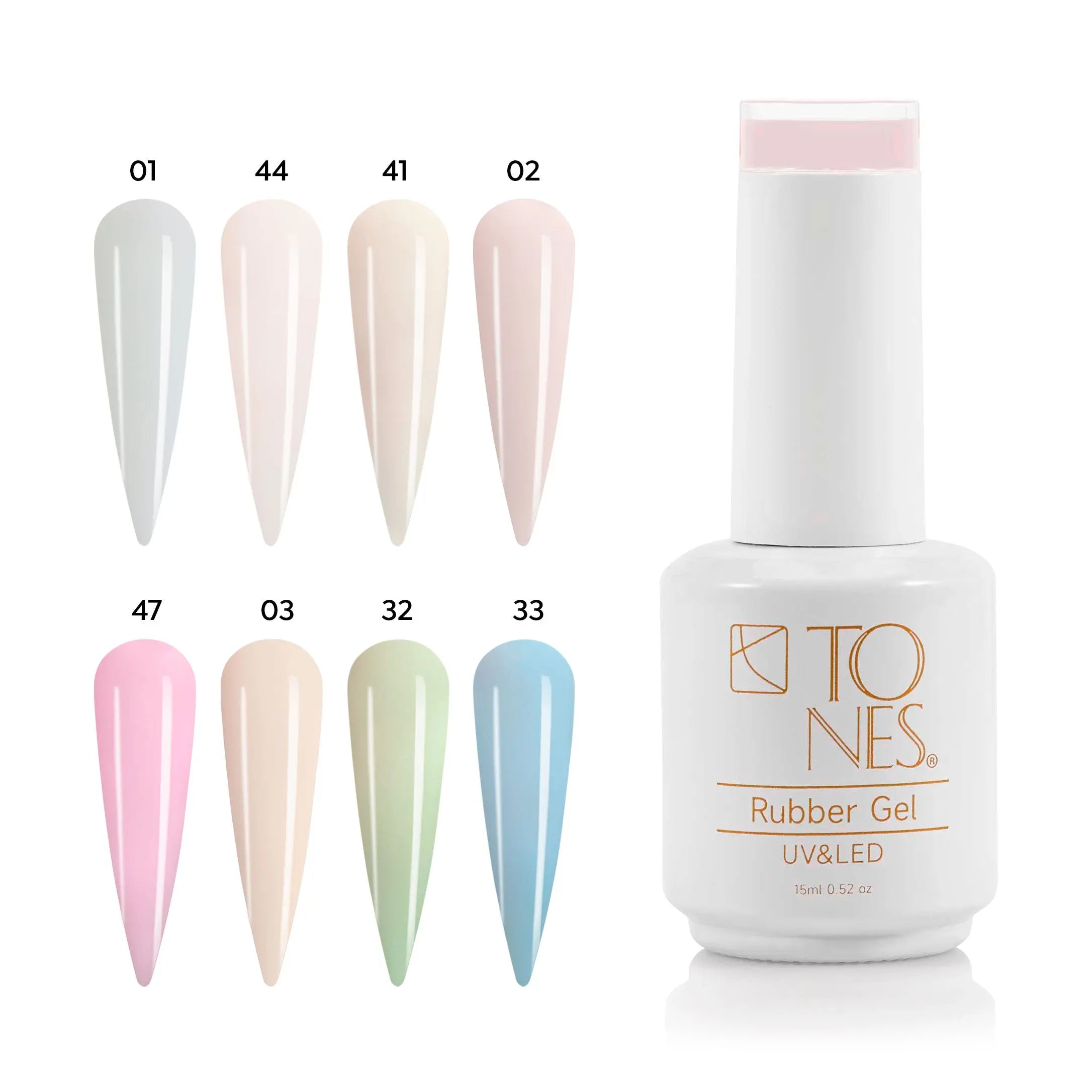 Rubber Base Gel Kit - Cloudy Elegance (8 Colors x  15 ml) 