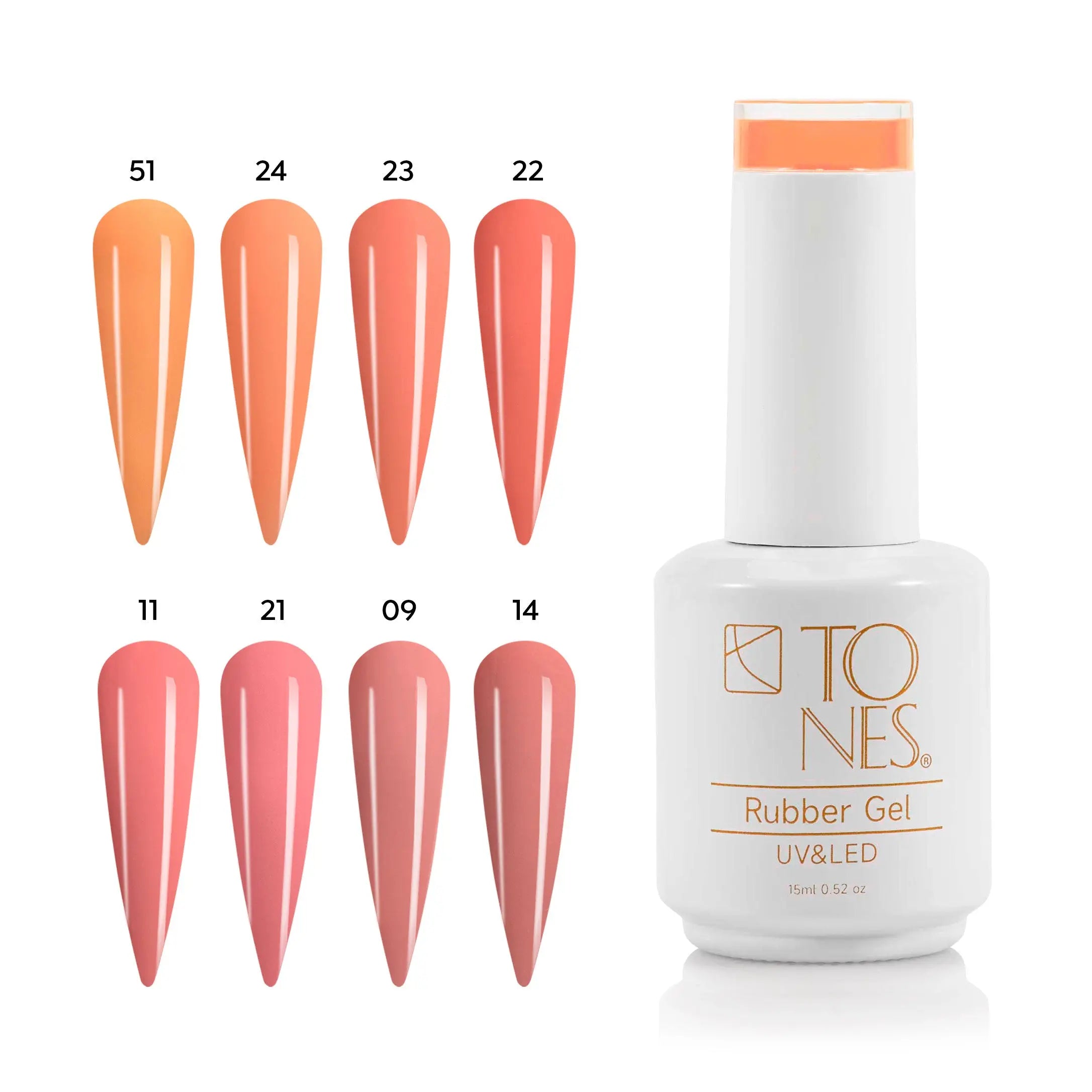 Rubber Base Gel Kit - Petals & Peaches (8 Colors x  15 ml) 