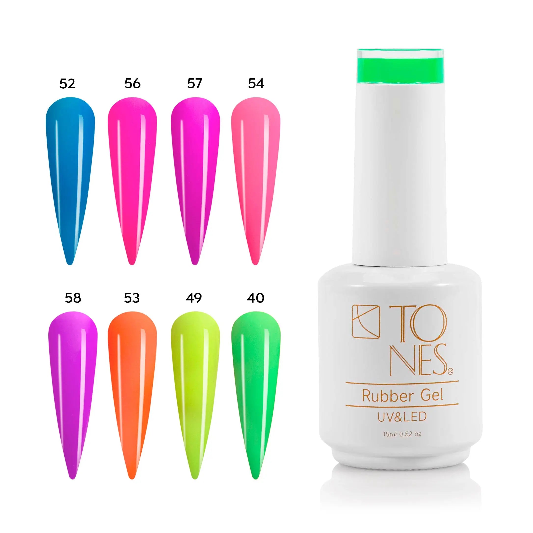 Rubber Base Gel Kit - Pop of Neon (8 Colors x  15 ml) 