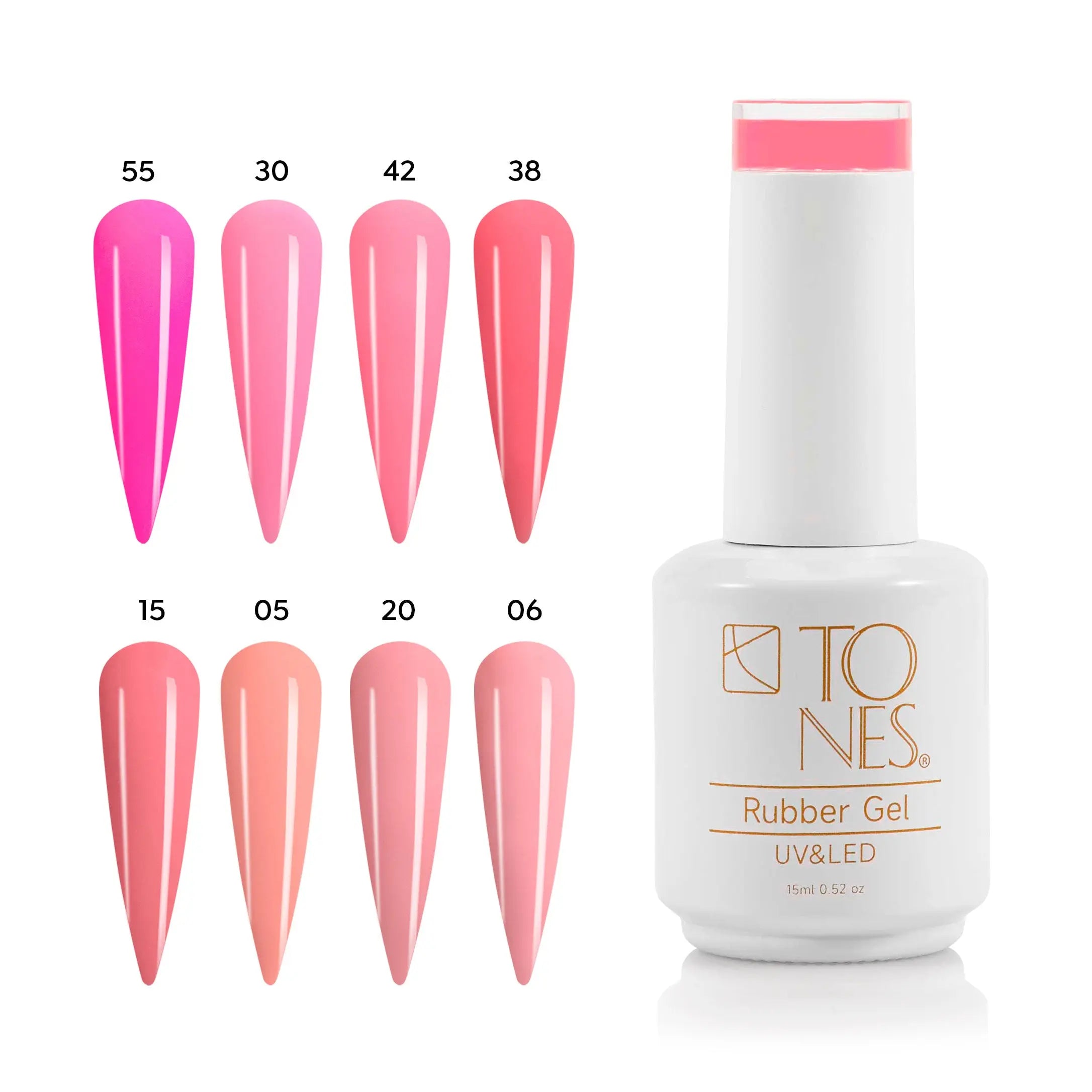 Rubber Base Gel Kit - Pretty In Pink (8 Colors x  15 ml) 