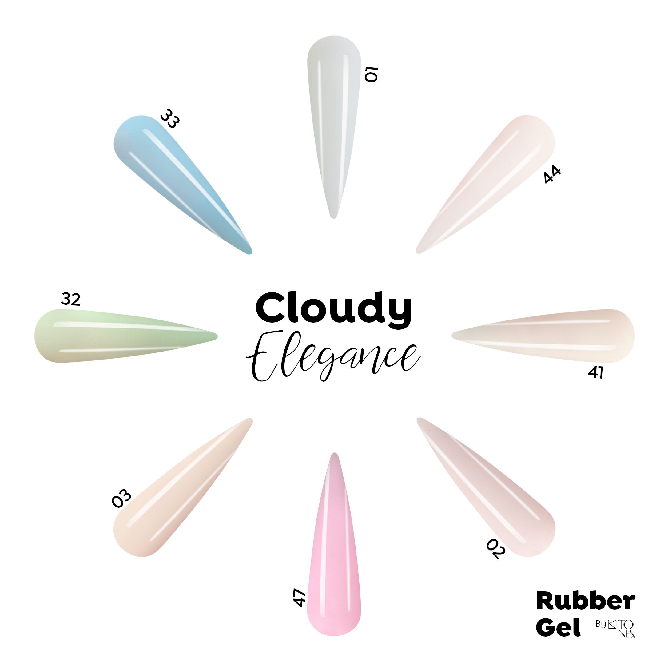 Rubber Base Gel Kit - Cloudy Elegance (8 Colors x  15 ml)