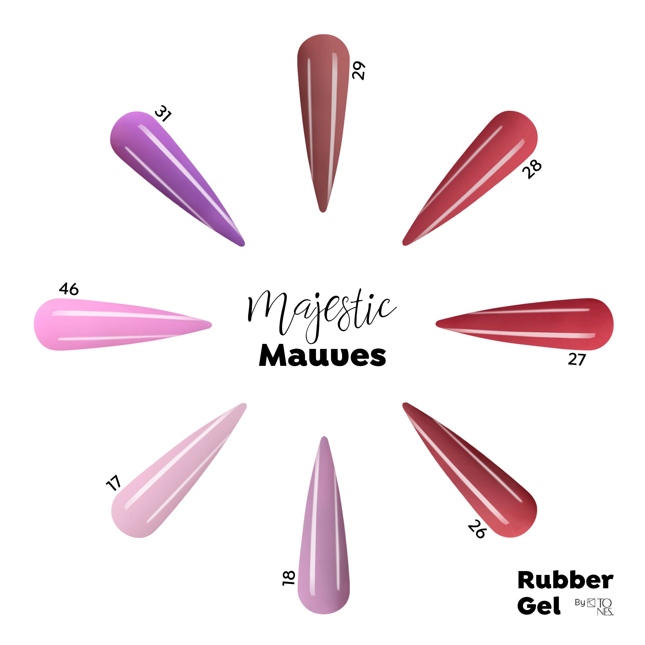 Kit de gel base de goma - Majestic Mauves (8 colores x 15 ml) 