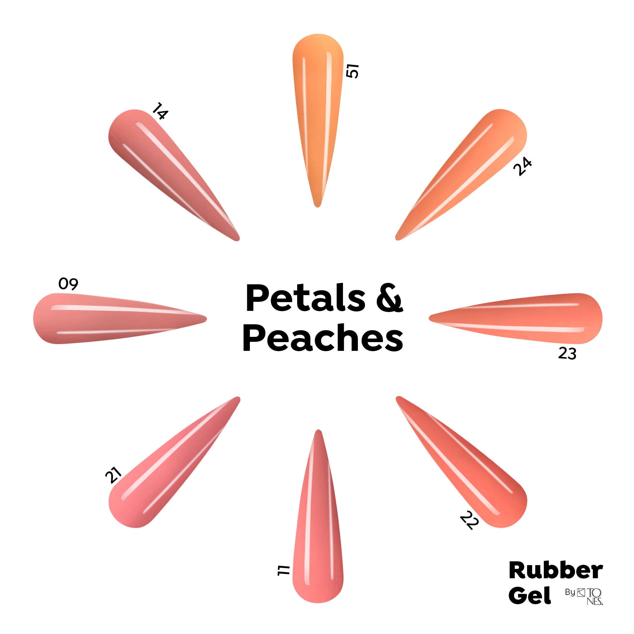 Kit de gel base de goma - Pétalos y melocotones (8 colores x 15 ml) 