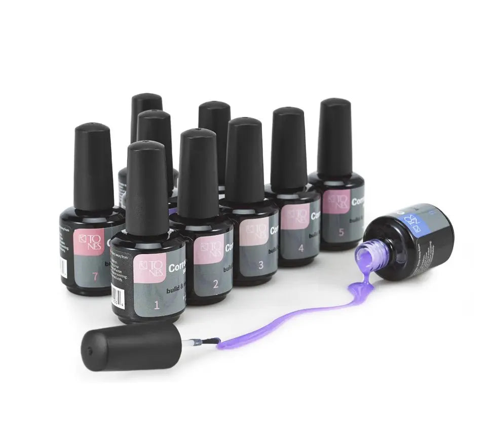 Color Corrective Soak off Gel - Collection w/ Clear (10 x 15 ml / 0.5 fl oz) - Tones