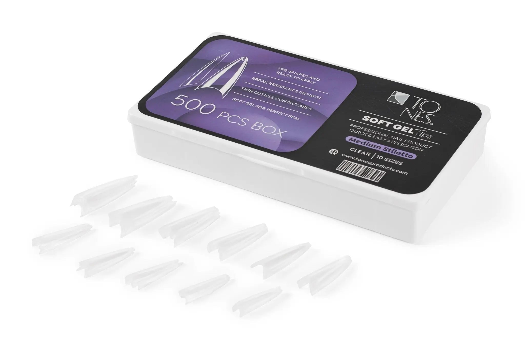 Soft Gel Tips Medium Stiletto - 500 Pcs - Tones